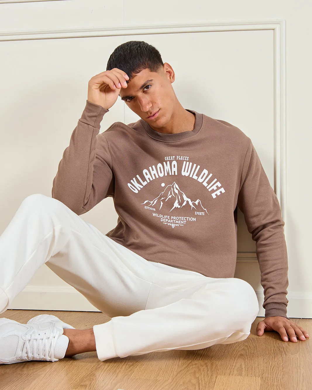 Men Brown Printed Sweatshirt sold by Redtag product image thumbnail 5