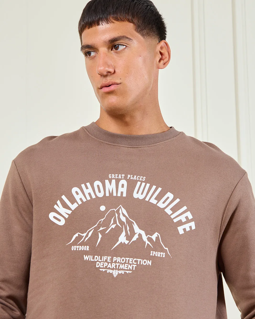 Men Brown Printed Sweatshirt sold by Redtag product image thumbnail 4