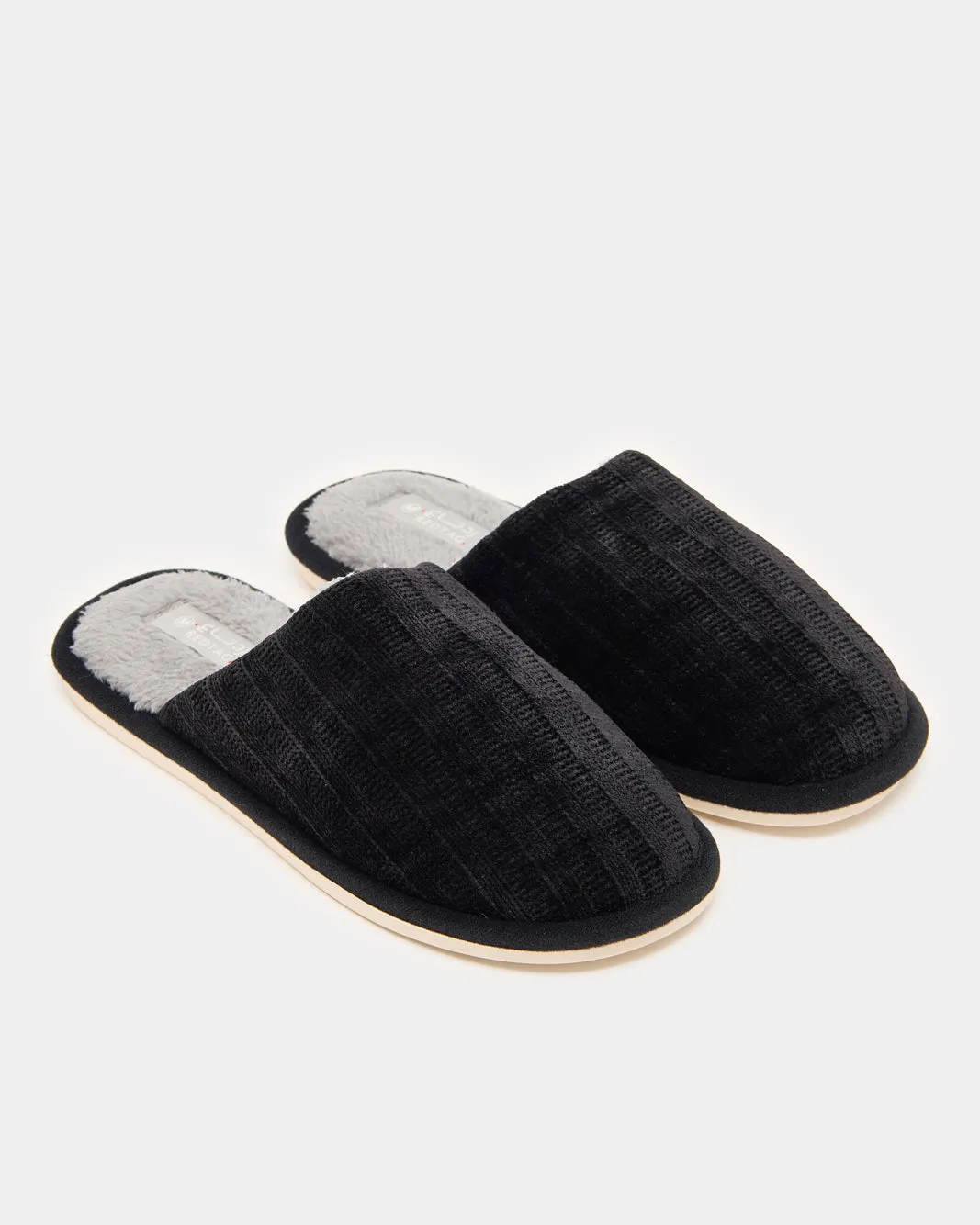 Men Black Crochet Textured Slippers sold by Redtag product image thumbnail 2