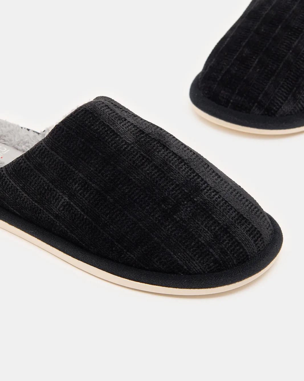 Men Black Crochet Textured Slippers sold by Redtag product image thumbnail 3