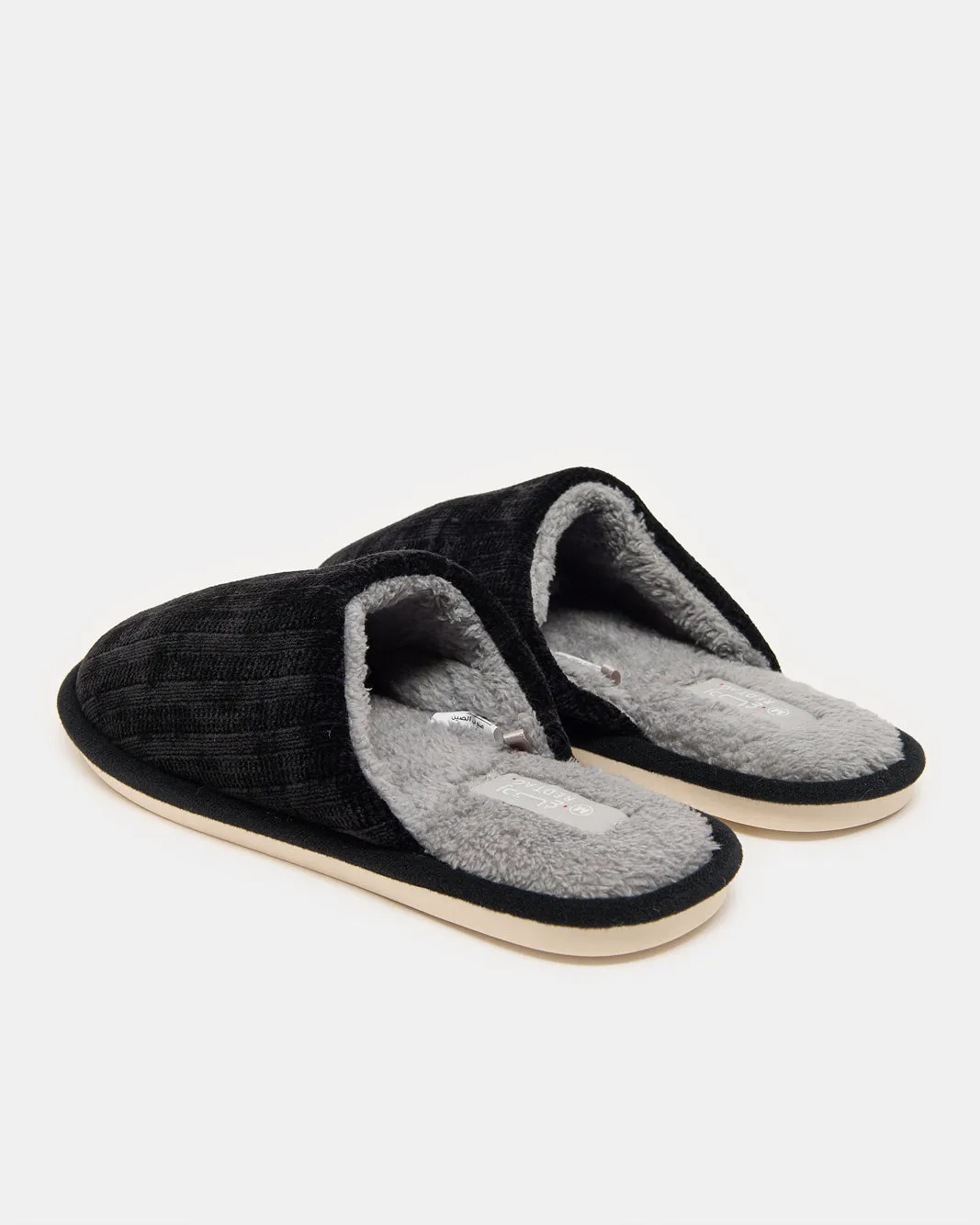 Men Black Crochet Textured Slippers sold by Redtag product image thumbnail 4