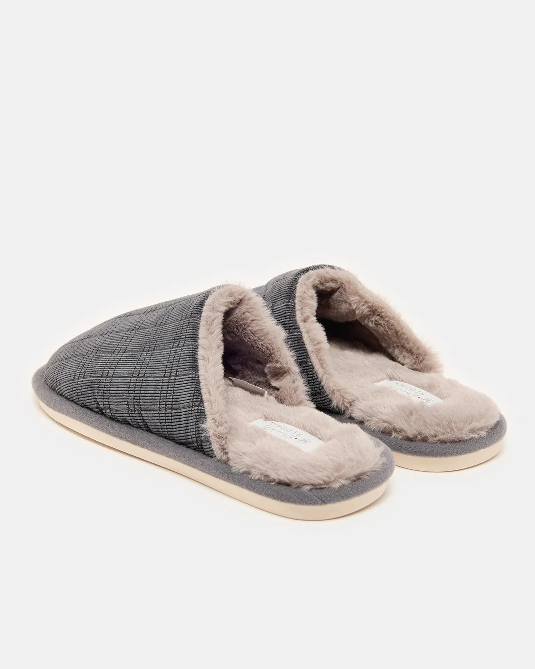 Men Charcoal Textured Fur Slippers sold by Redtag product image thumbnail 4