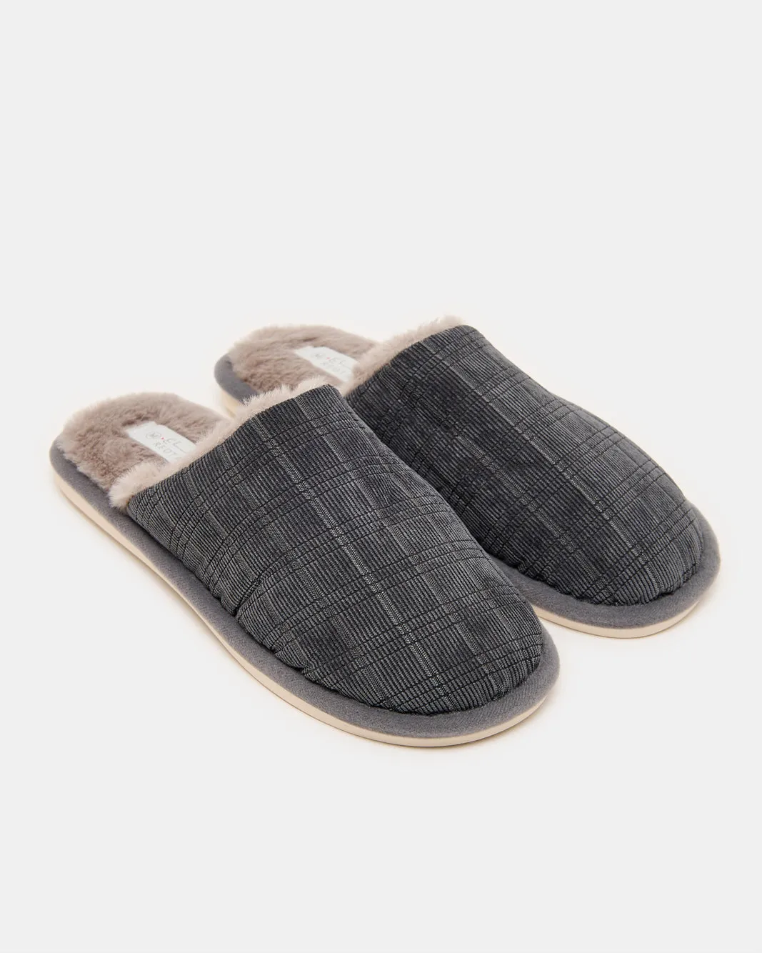 Men Charcoal Textured Fur Slippers sold by Redtag product image thumbnail 2