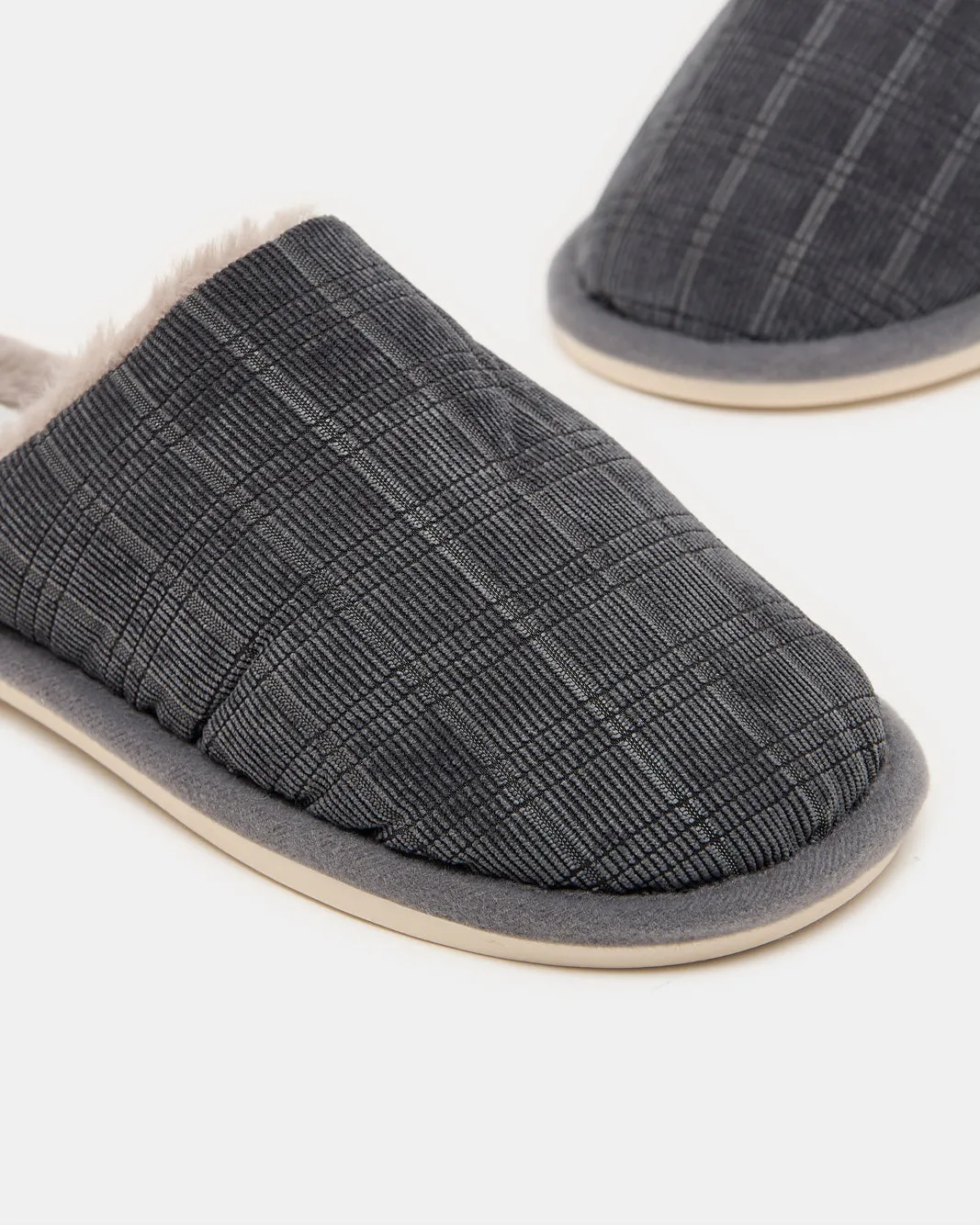 Men Charcoal Textured Fur Slippers sold by Redtag product image thumbnail 3