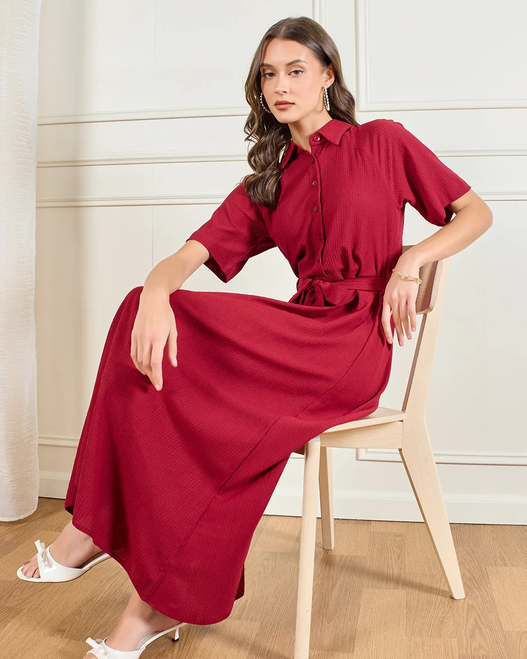 Women Burgundy Casual Dress sold by Redtag product image thumbnail 5