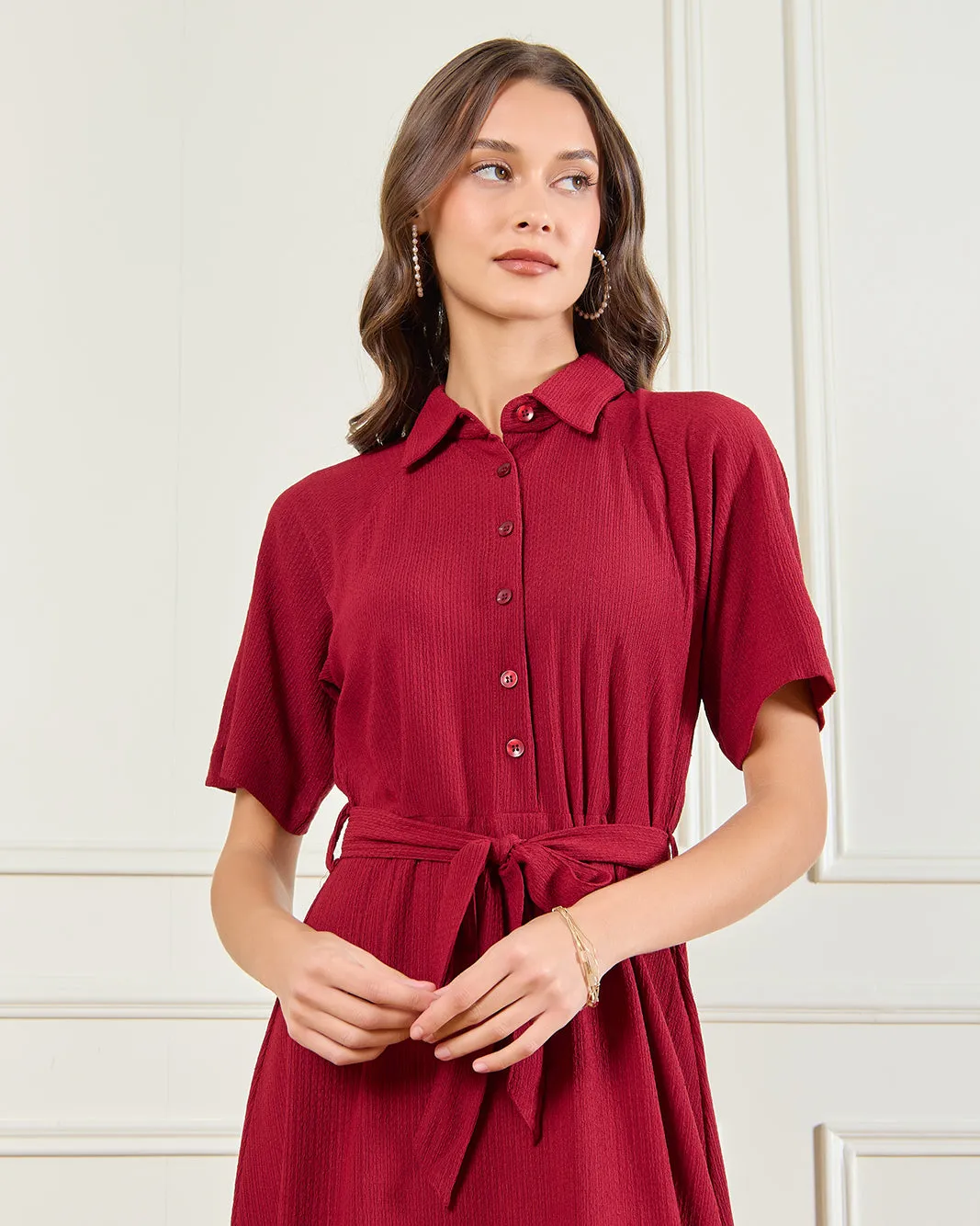 Women Burgundy Casual Dress sold by Redtag product image thumbnail 2