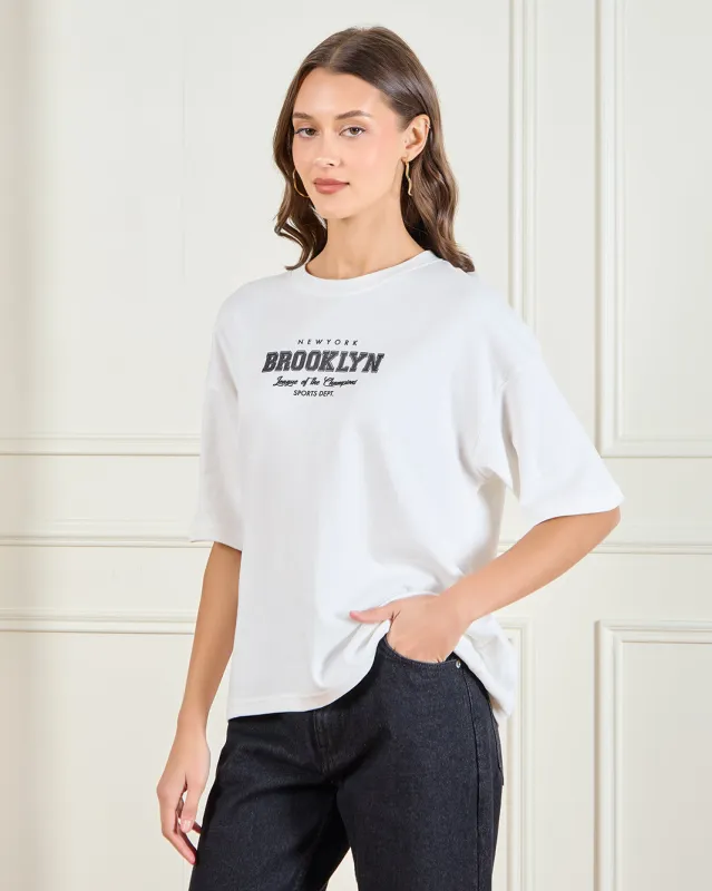 Women White Printed T-Shirt sold by Redtag