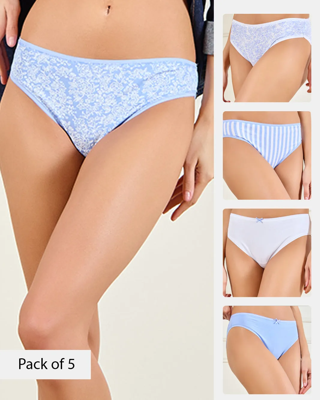 Women Assorted Mid-Rise Brief Set (Pack of 5) sold by Redtag