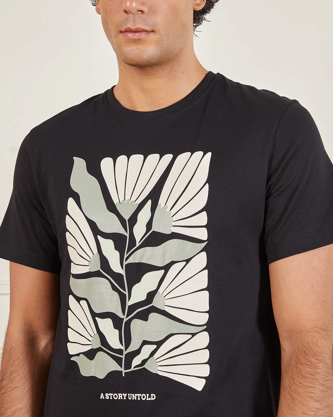 Men Black Basic Graphic T-shirt sold by Redtag product image thumbnail 4