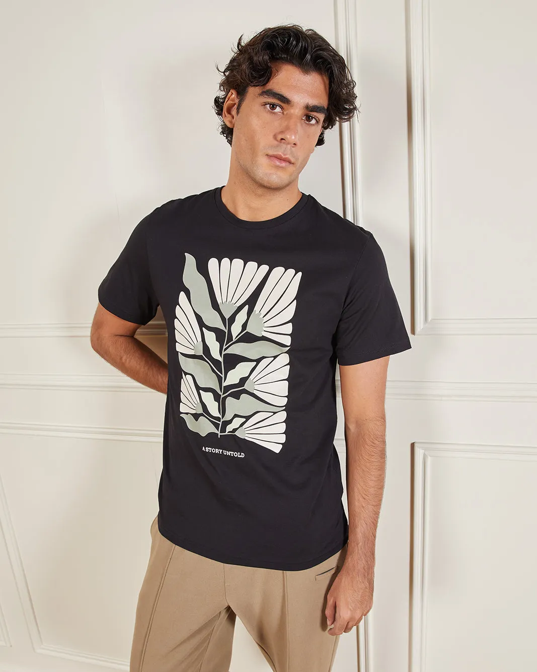 Men Black Basic Graphic T-shirt sold by Redtag product image thumbnail 5