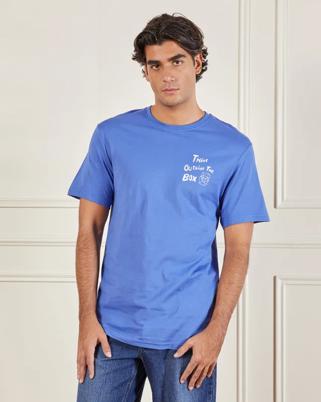 Men Blue Basic Graphic T-shirt sold by Redtag