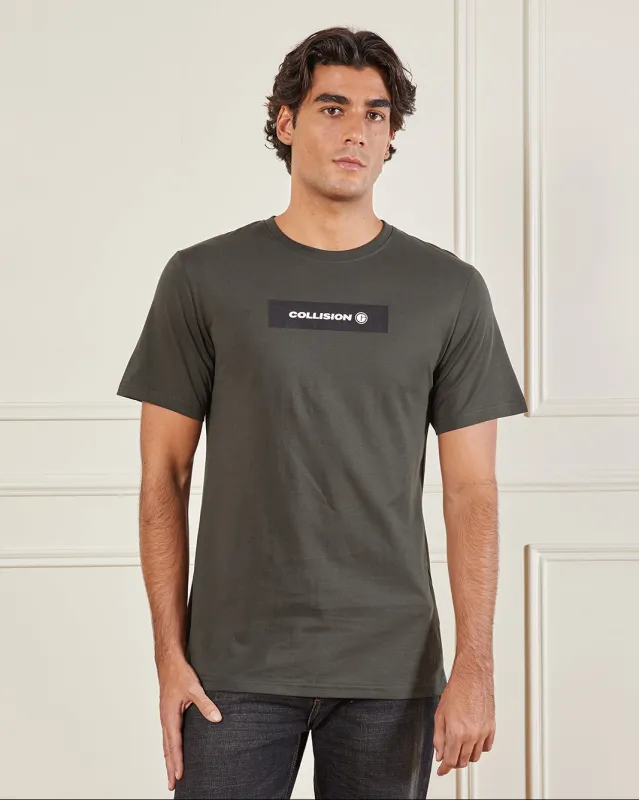 Men Olive Basic Graphic T-shirt sold by Redtag