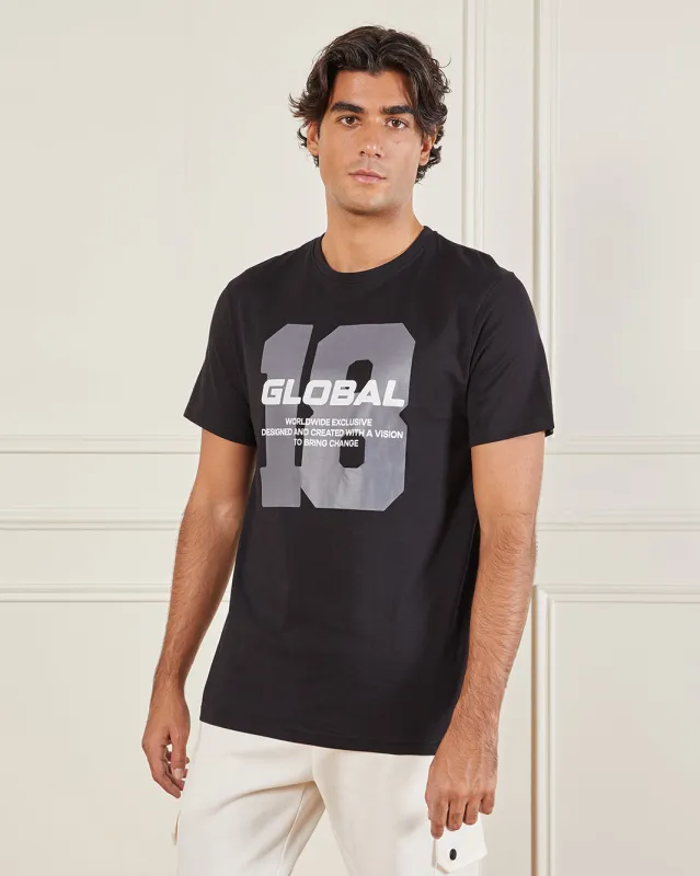 Men Black Basic Graphic T-shirt sold by Redtag