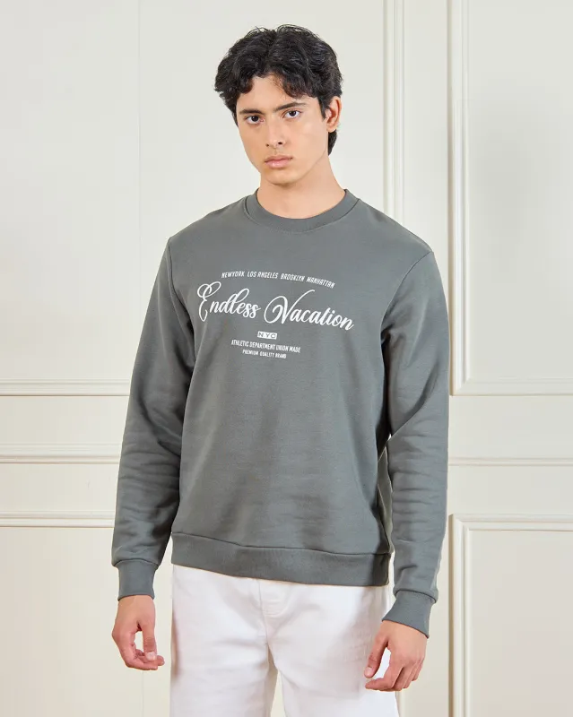 Men Green With Chest Print Sweatshirt sold by Redtag