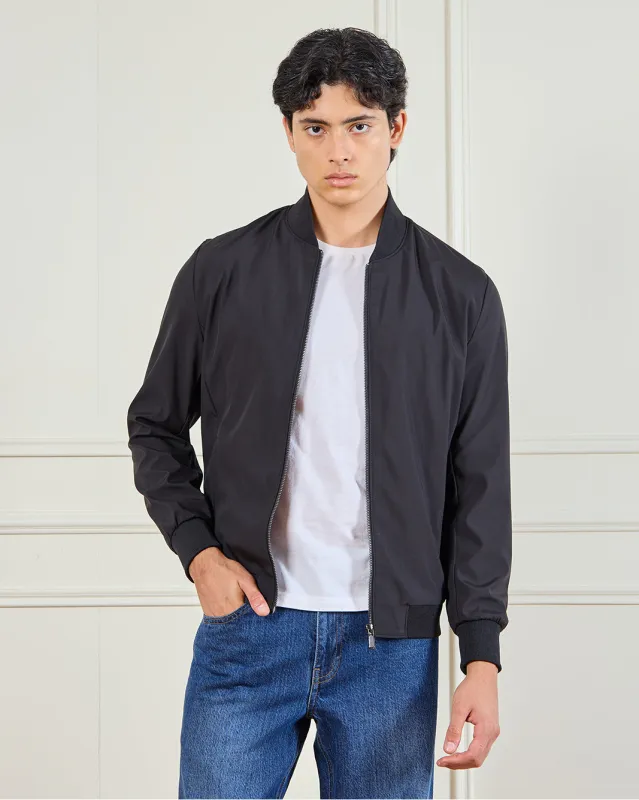 Men Black Bomber Jacket sold by Redtag