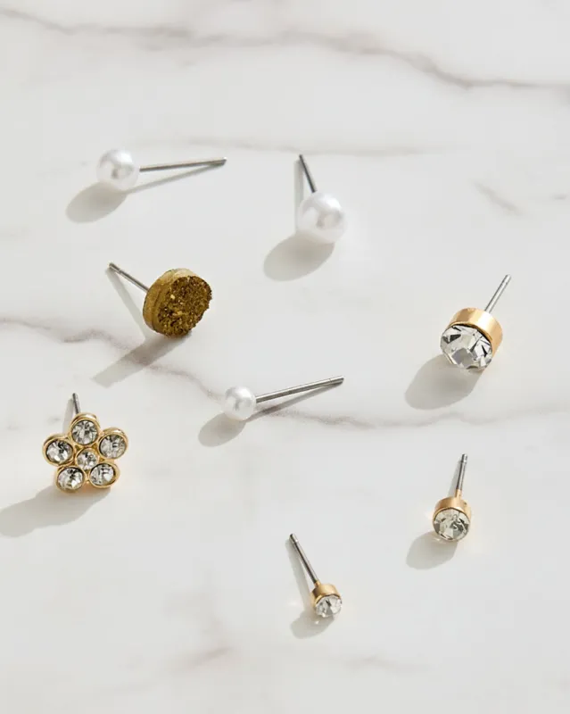 Women Gold Embellished Earrings Set (8 Piece) sold by Redtag