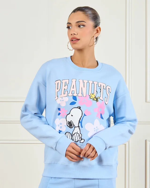 Women Blue Peanuts Printed Sweatshirt sold by Redtag