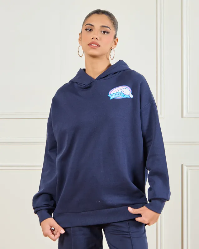 Women Navy Cinnamoroll Printed Hooded Sweatshirt sold by Redtag