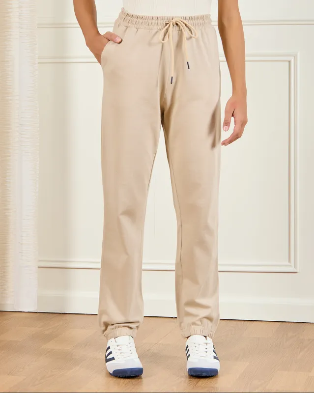 Women Beige Basic Active Joggers sold by Redtag