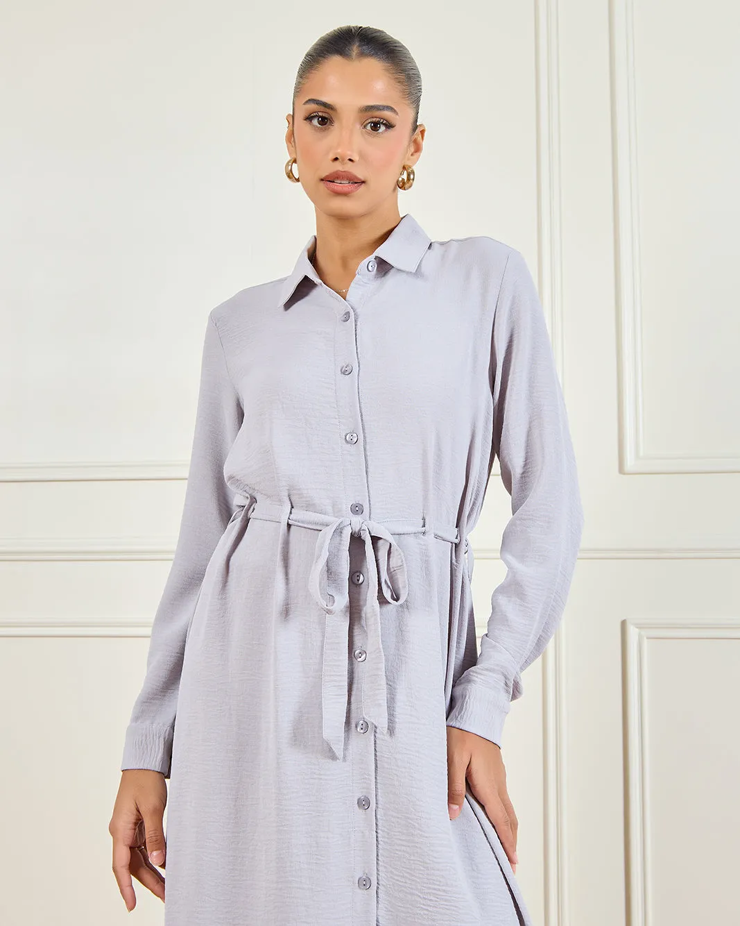 Women Grey Plain Collared Dress sold by Redtag product image thumbnail 2