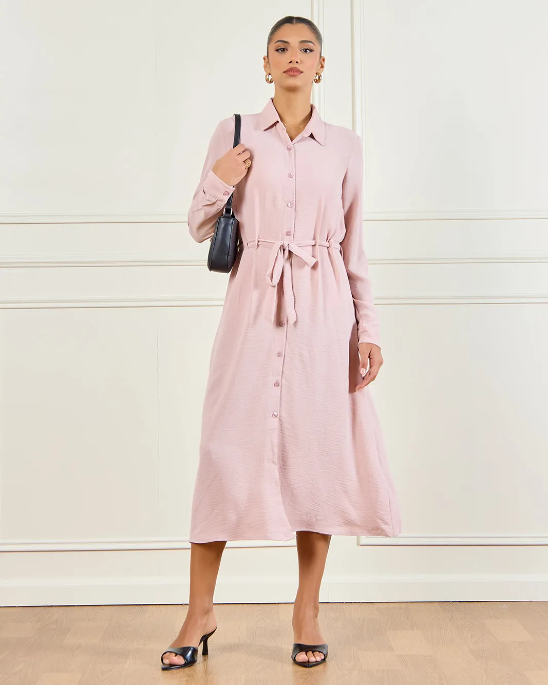 Women Pink Plain Collared Dress sold by Redtag product image thumbnail 4