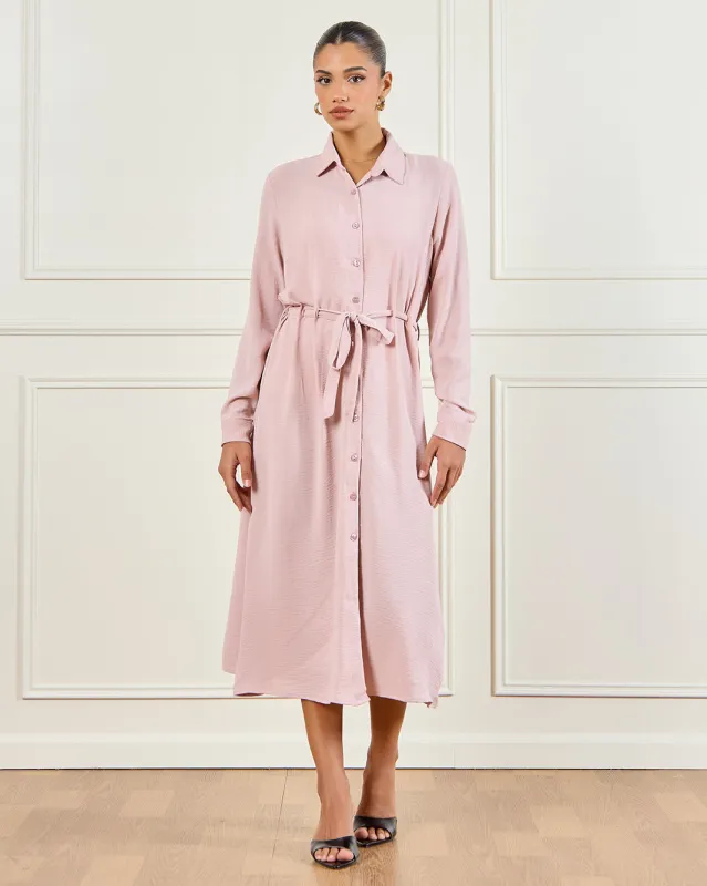 Women Pink Plain Collared Dress sold by Redtag