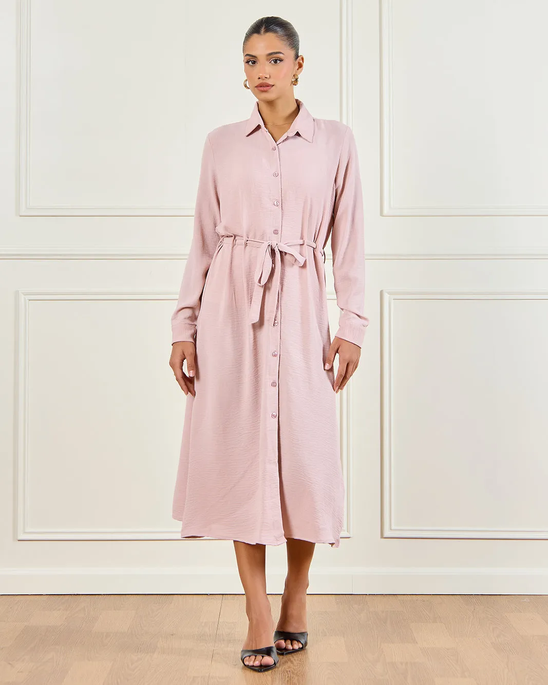 Women Pink Plain Collared Dress sold by Redtag