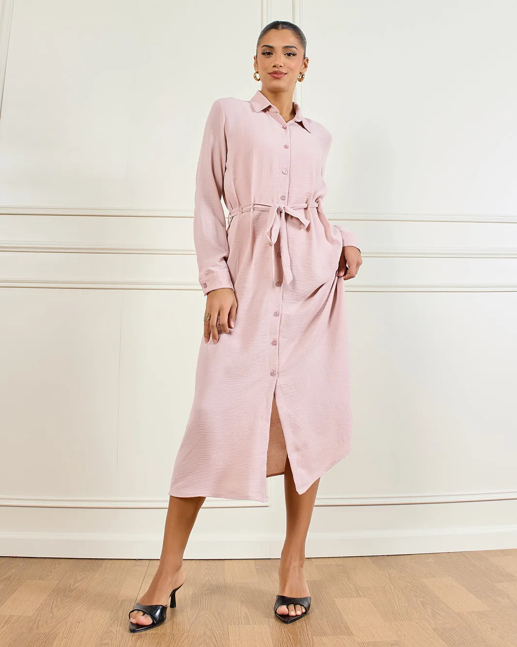 Women Pink Plain Collared Dress sold by Redtag product image thumbnail 5