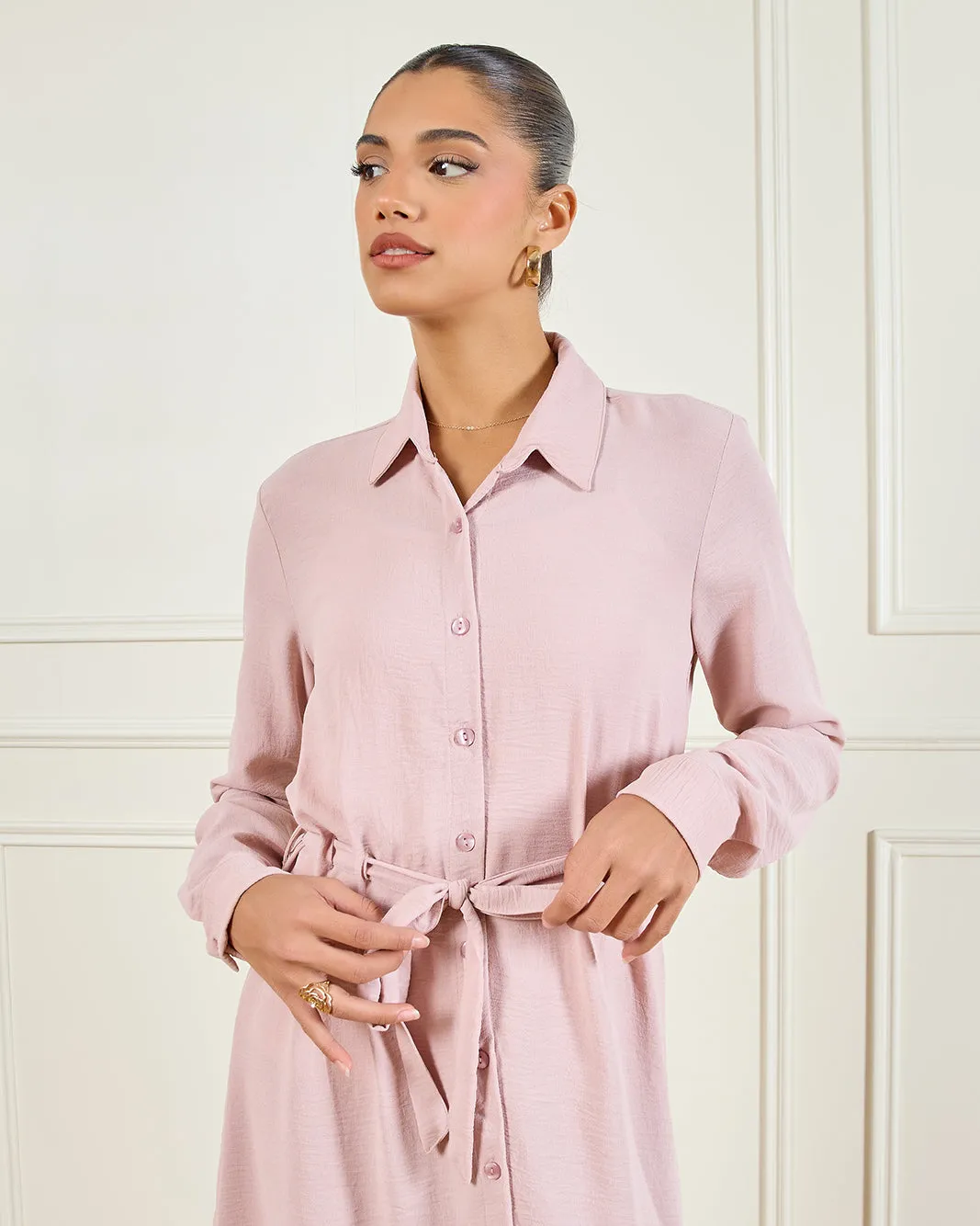 Women Pink Plain Collared Dress sold by Redtag product image thumbnail 2