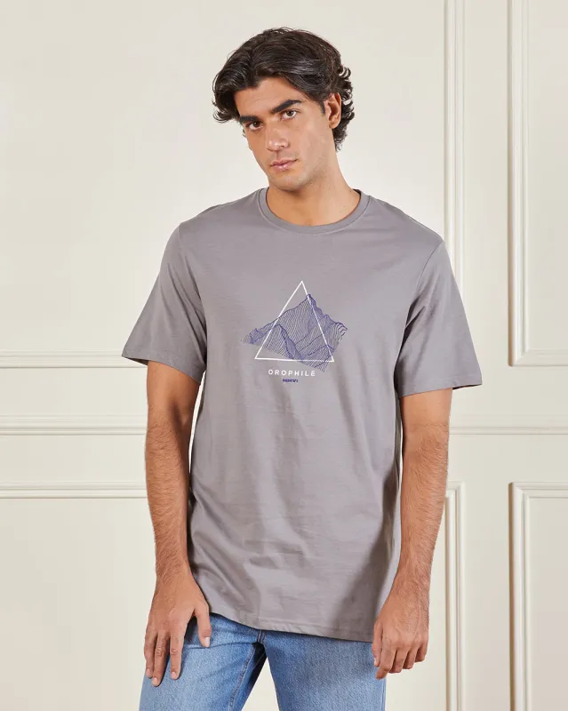 Men Grey Basic Graphic T-shirt sold by Redtag