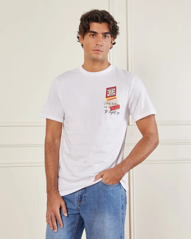 Men White Basic Graphic T-shirt sold by Redtag