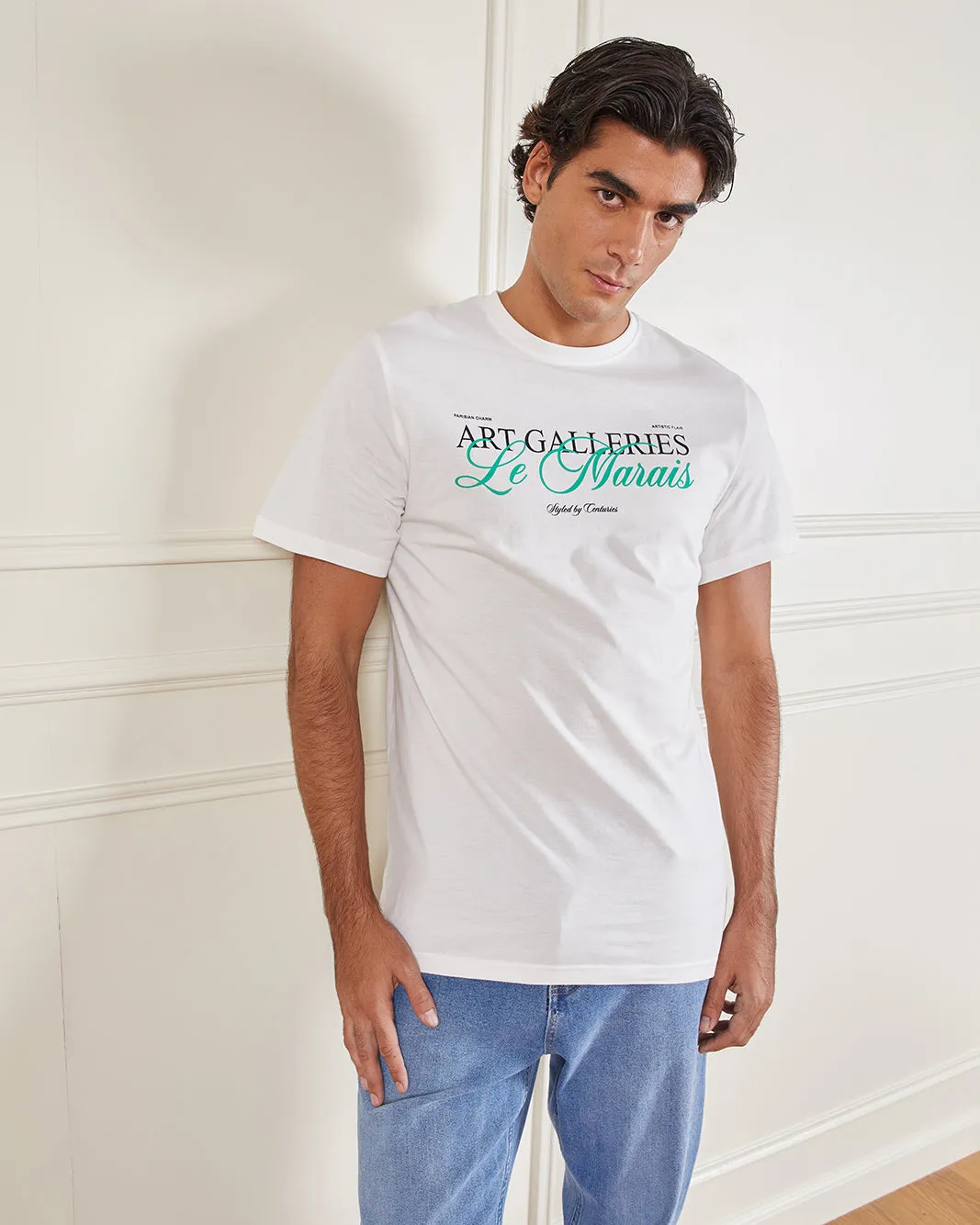 Men White Basic Graphic T-shirt sold by Redtag product image thumbnail 5