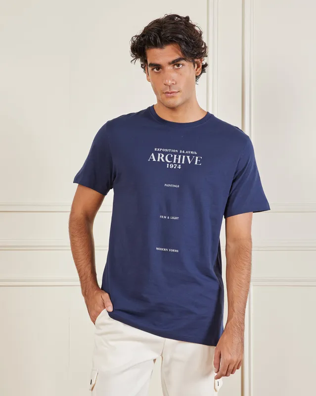 Men Navy Basic Graphic T-shirt sold by Redtag