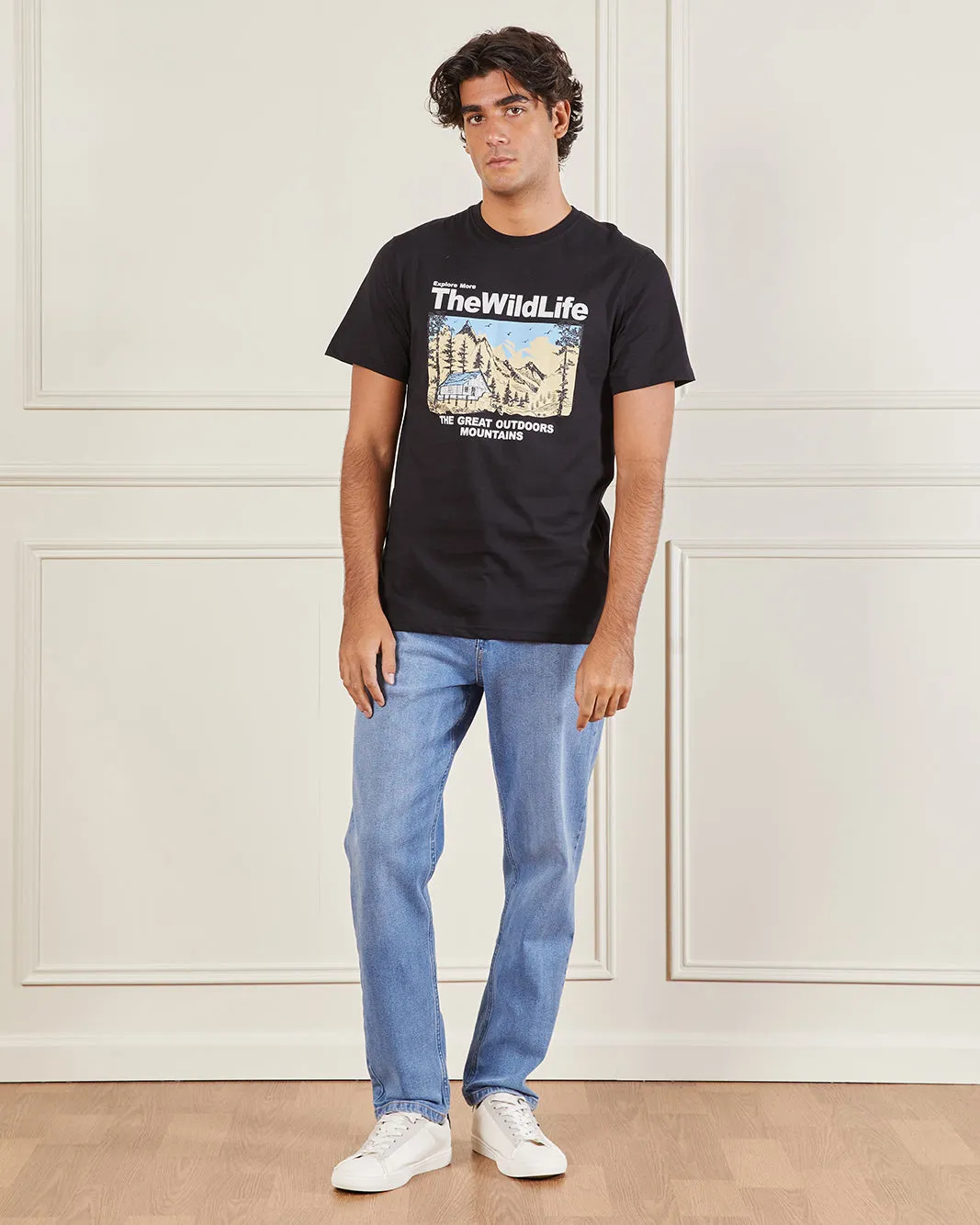 Men Black Basic Graphic T-shirt sold by Redtag product image thumbnail 2