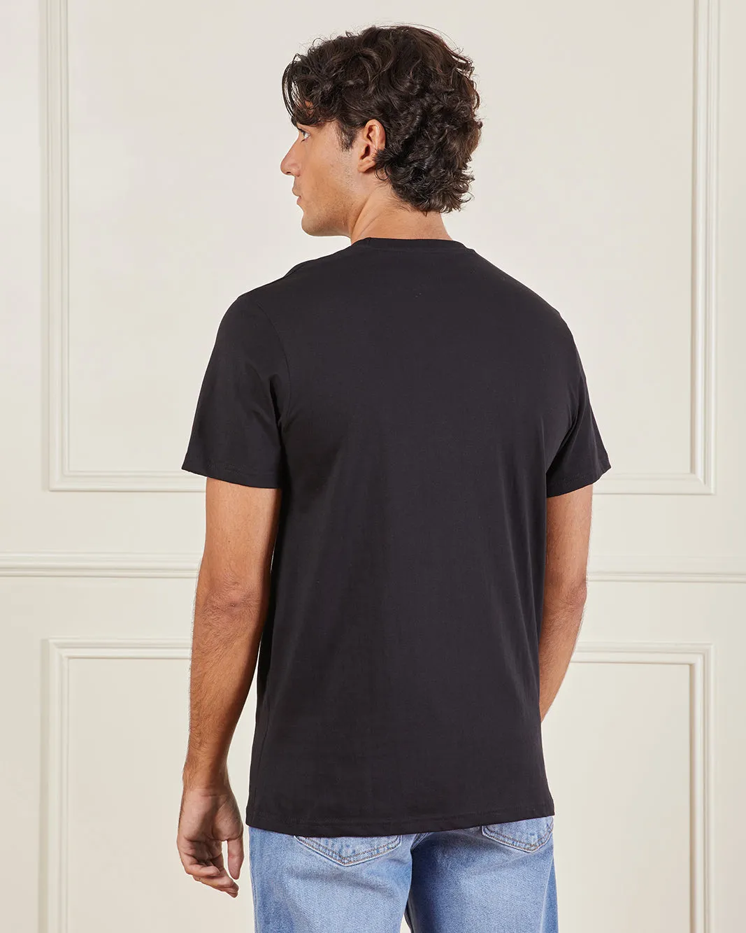 Men Black Basic Graphic T-shirt sold by Redtag product image thumbnail 3