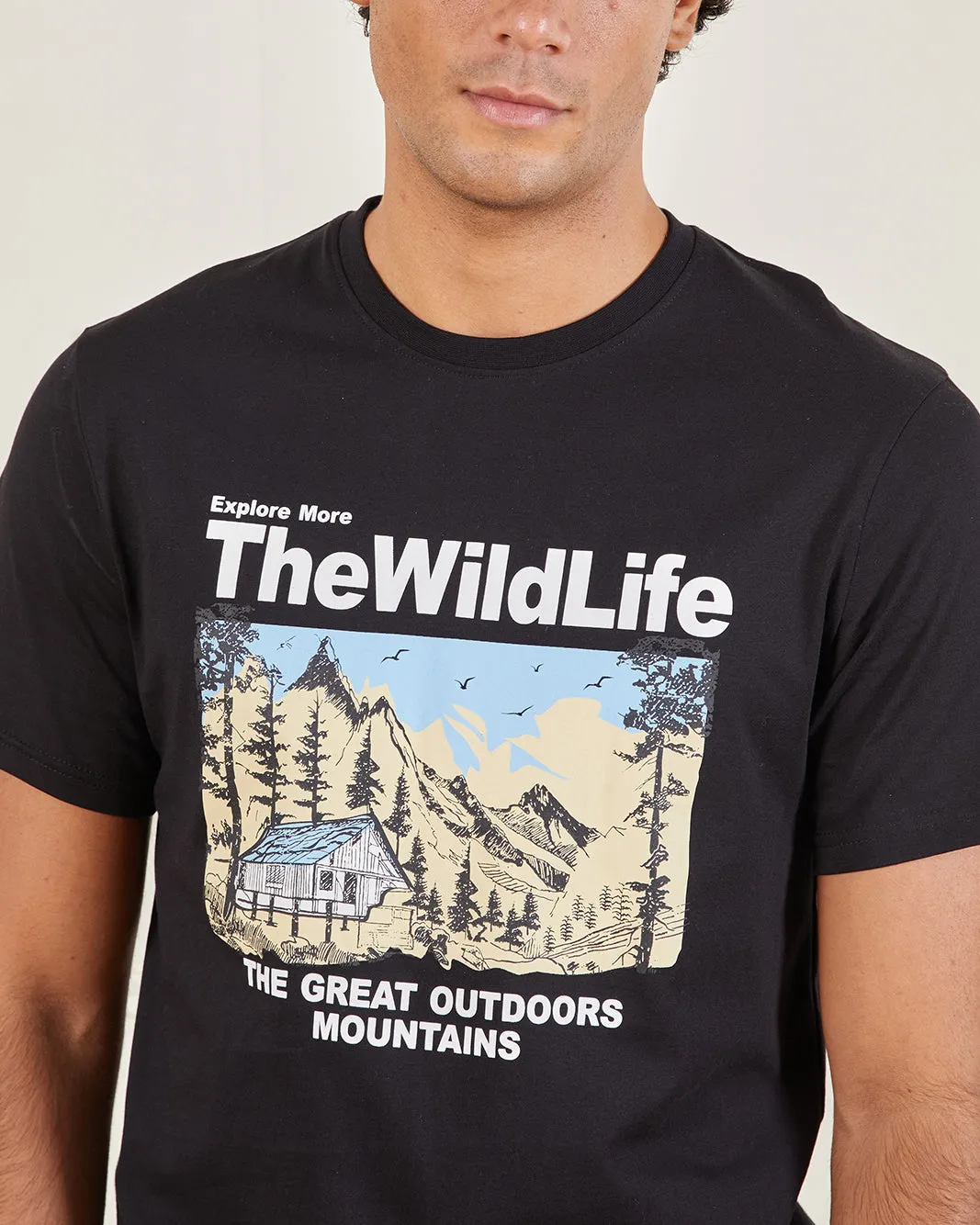 Men Black Basic Graphic T-shirt sold by Redtag product image thumbnail 4