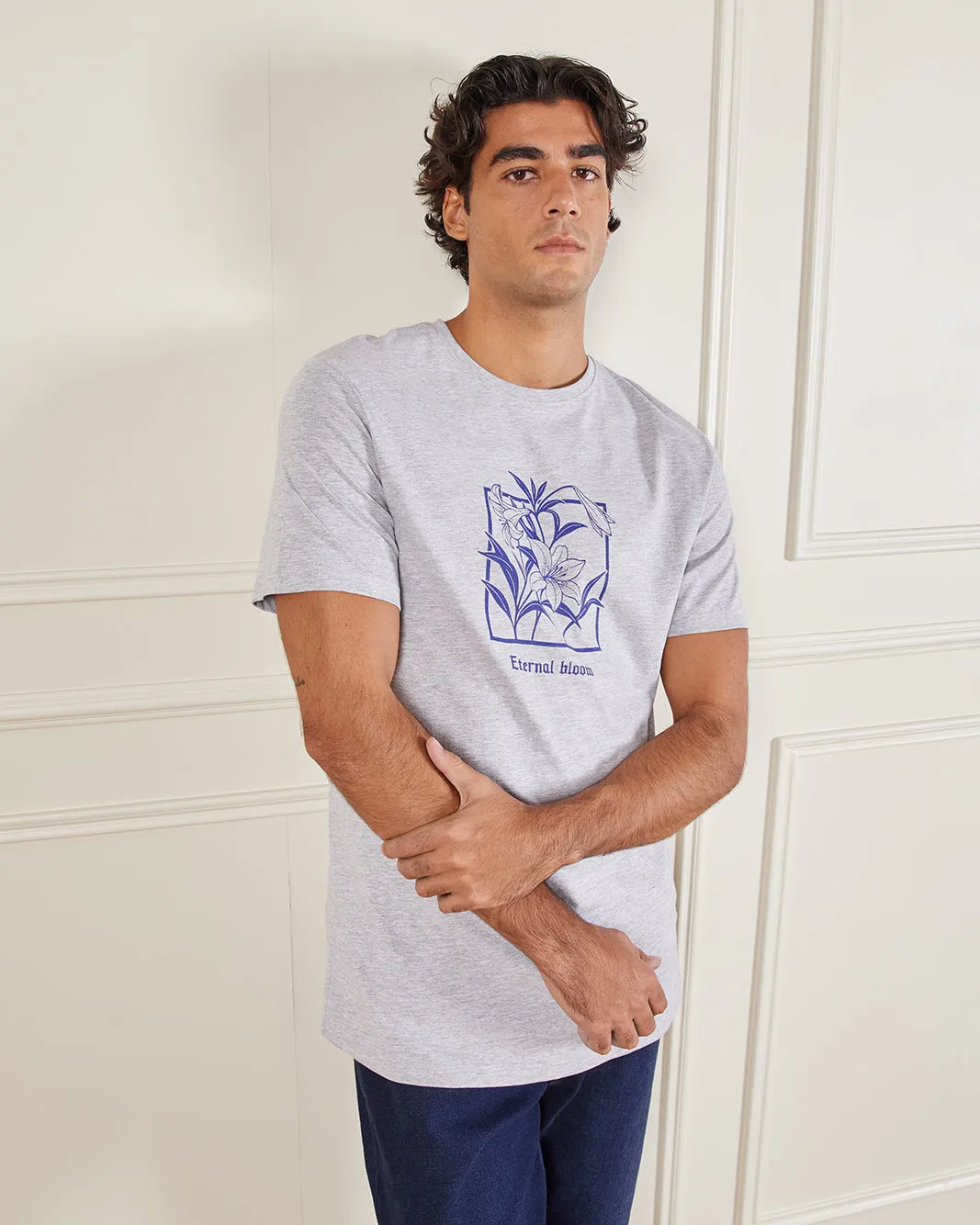 Men Grey Basic Graphic T-Shirt sold by Redtag product image thumbnail 5