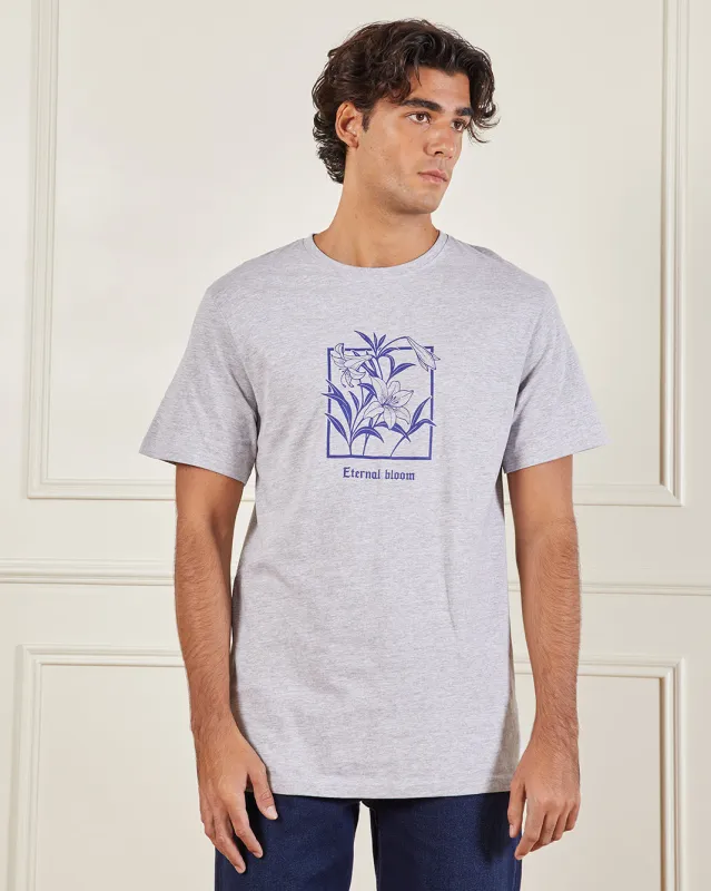 Men Grey Basic Graphic T-Shirt sold by Redtag