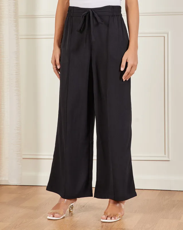 Women Black Wide Leg Trousers sold by Redtag