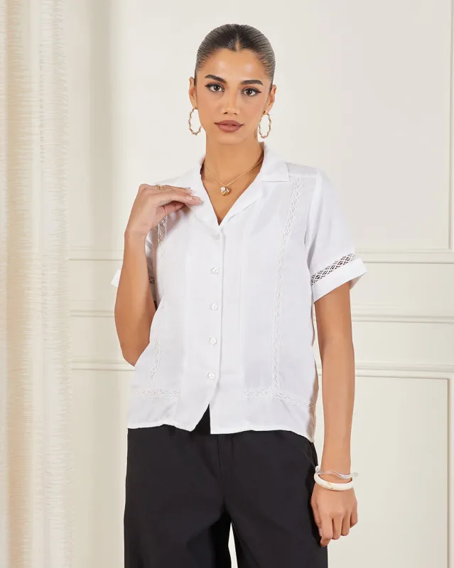 Women White Embroidered Blouse sold by Redtag
