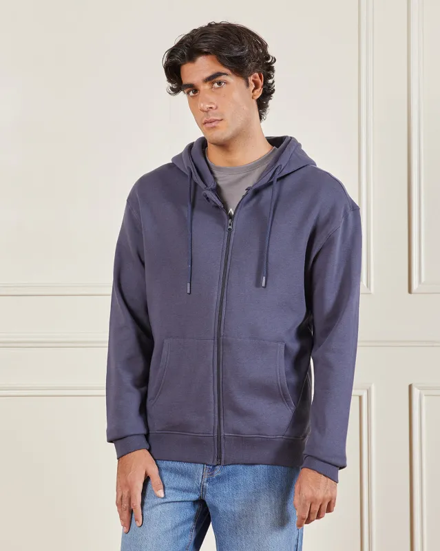 Men Blue Basic Hooded Sweatshirt sold by Redtag