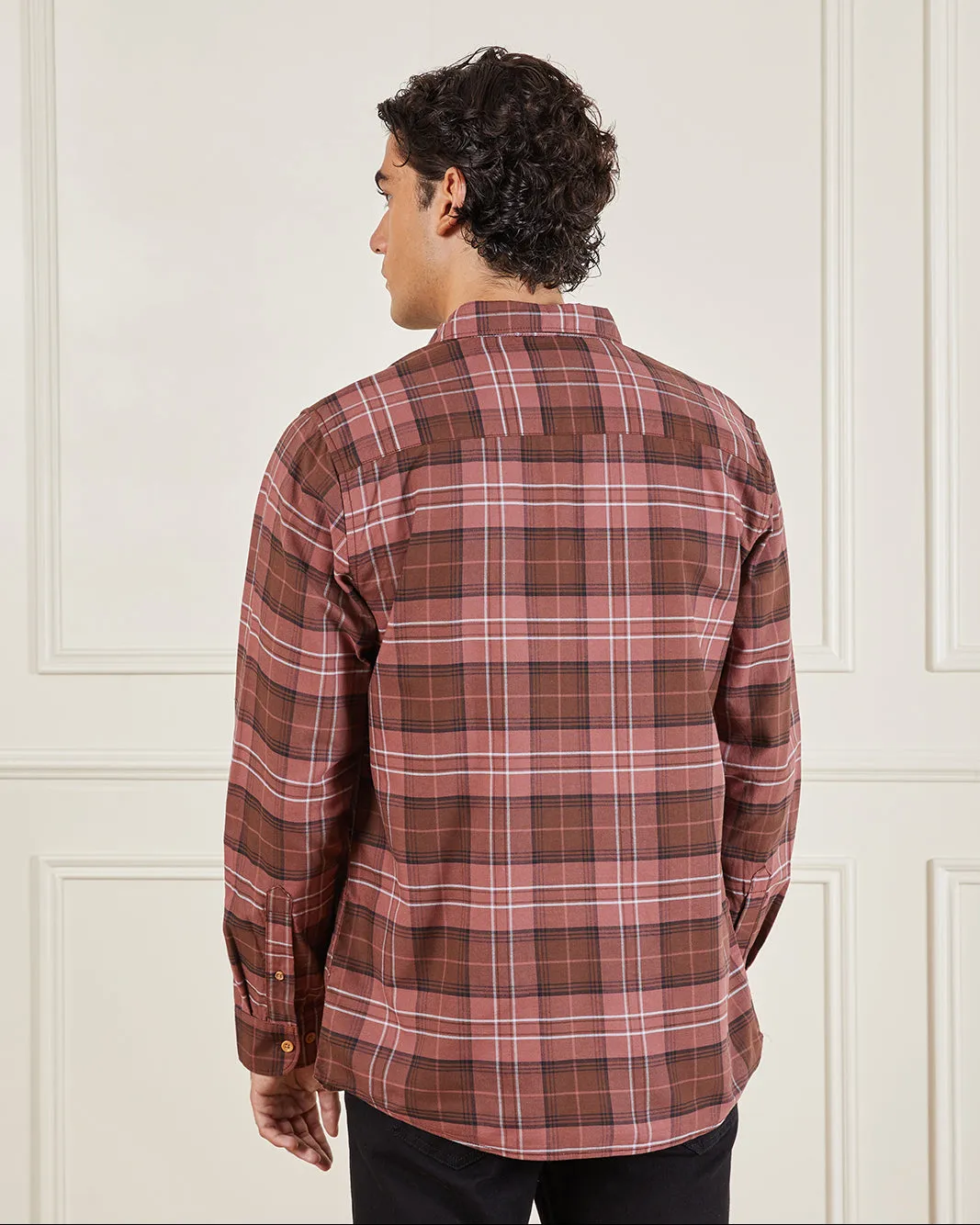 Men Burgundy Checked Casual Shirt sold by Redtag product image thumbnail 3