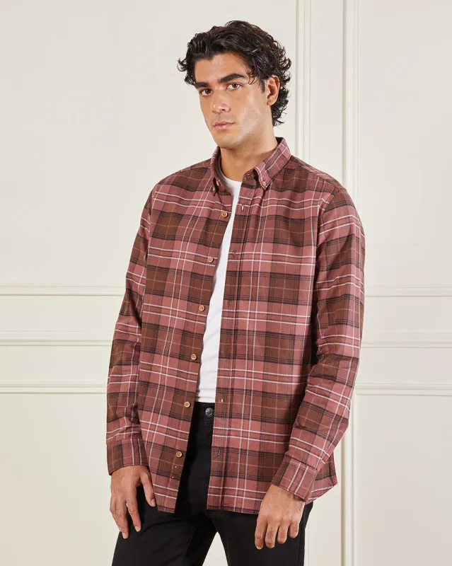 Men Burgundy Checked Casual Shirt sold by Redtag