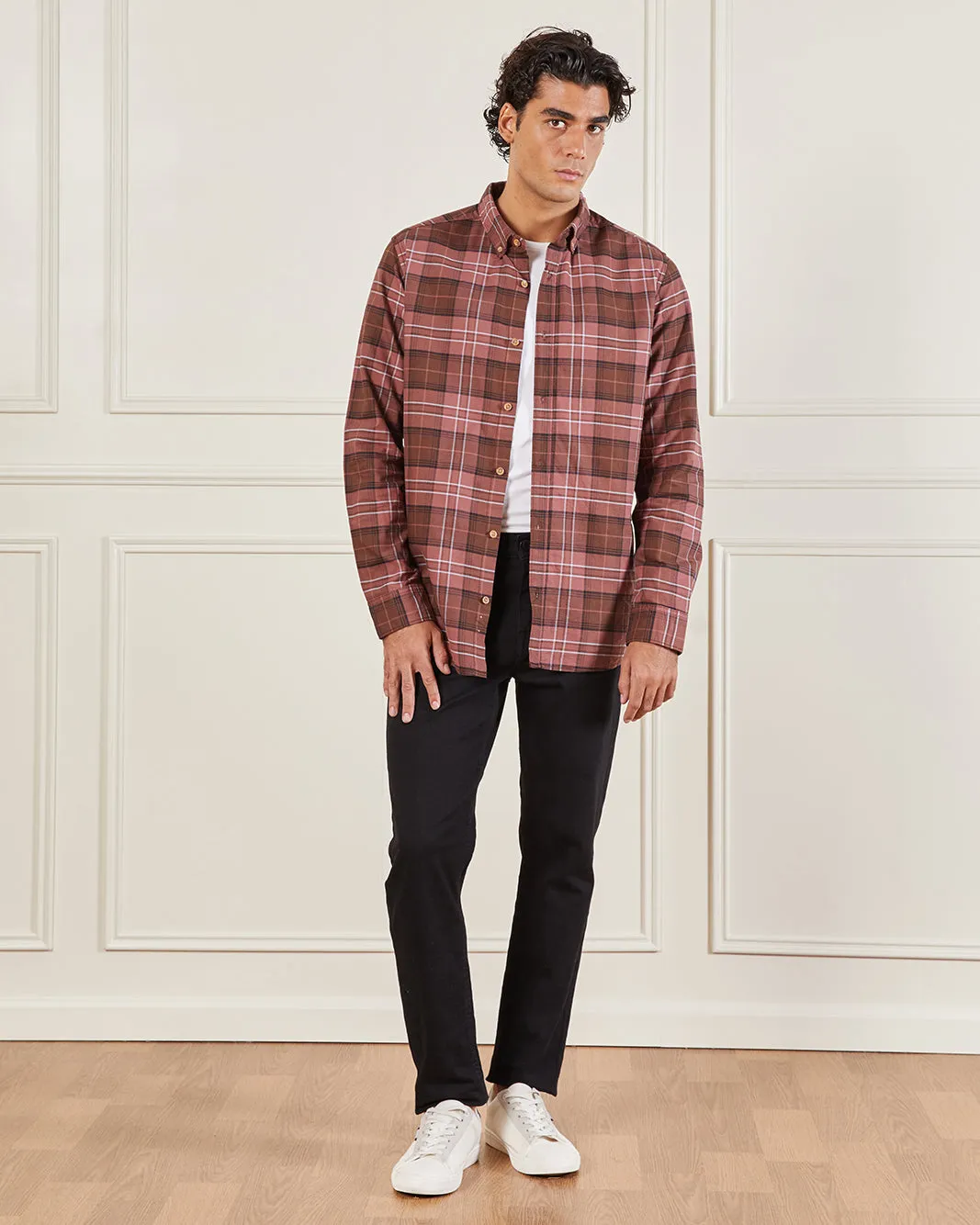 Men Burgundy Checked Casual Shirt sold by Redtag product image thumbnail 2