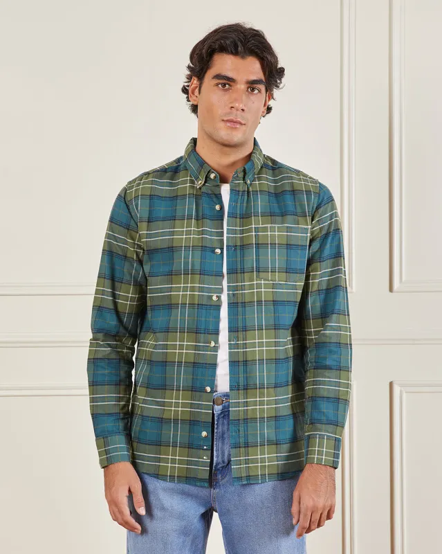 Men Green Checked Casual Shirt sold by Redtag