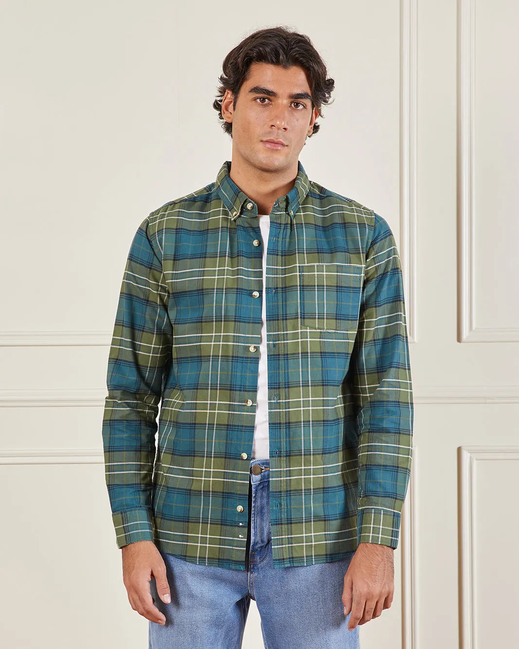Men Green Checked Casual Shirt sold by Redtag