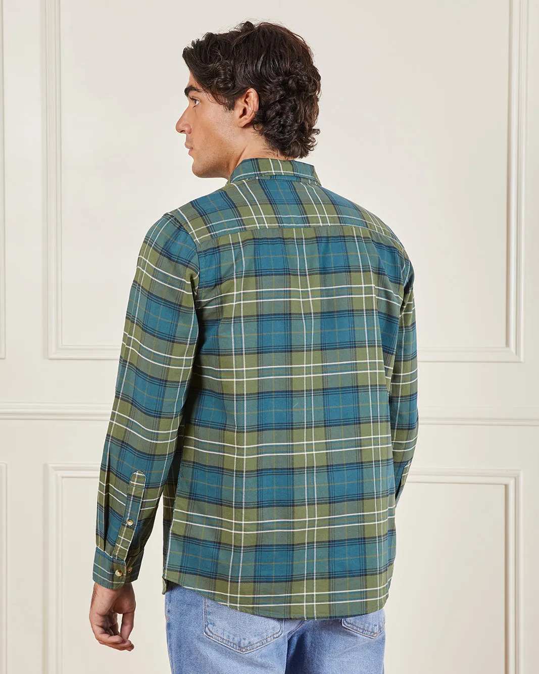 Men Green Checked Casual Shirt sold by Redtag product image thumbnail 3