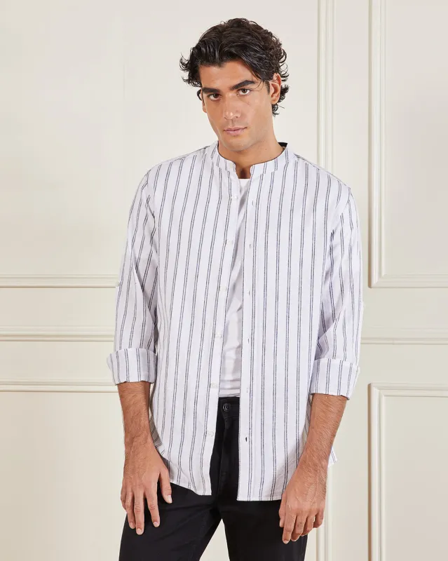 Men White Striped Casual Shirt sold by Redtag