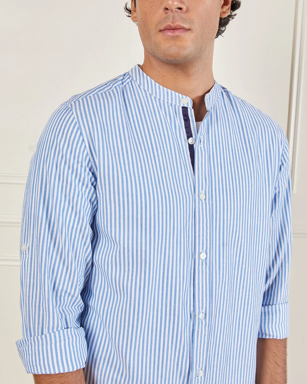 Men Blue Striped Casual Shirt sold by Redtag product image thumbnail 4