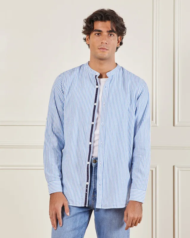 Men Blue Striped Casual Shirt sold by Redtag